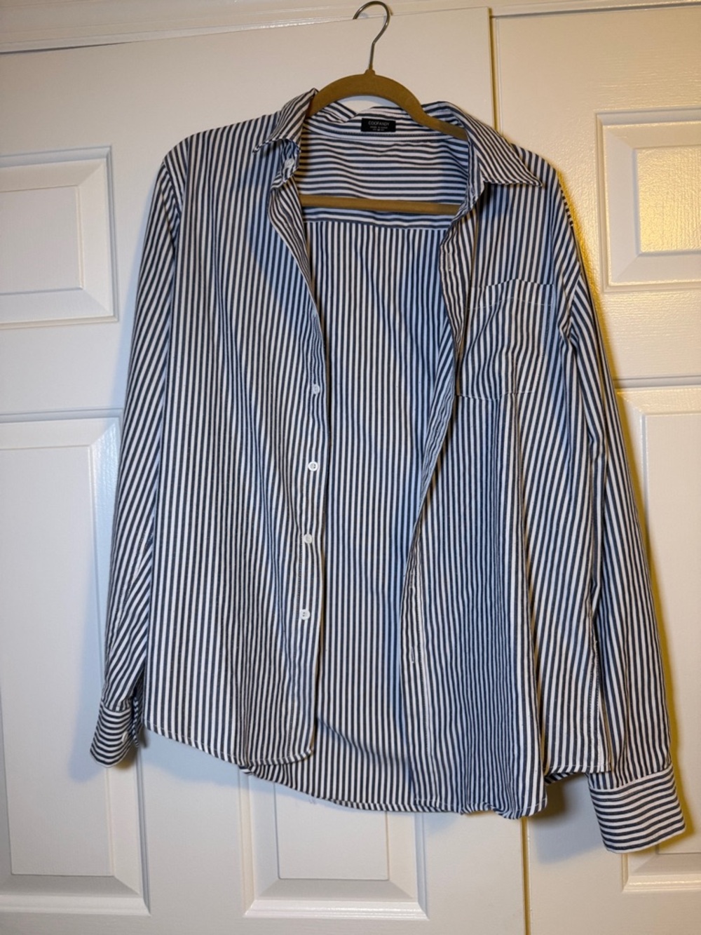 Striped Blue and White Men’s Button-Up Shirt